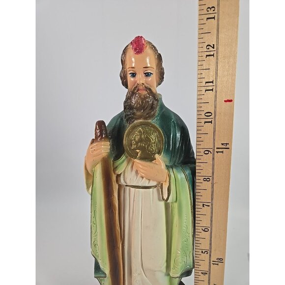 Vintage St Jude Statue 12in Chalkware Figurine Patron Saint Impossible Causes - Picture 12 of 12